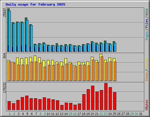 Daily usage for February 2025