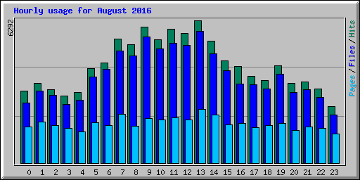 Hourly usage for August 2016
