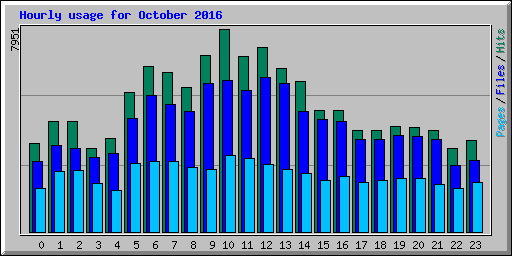 Hourly usage for October 2016