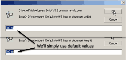 Using Offset All Visible Layers Script with default settings